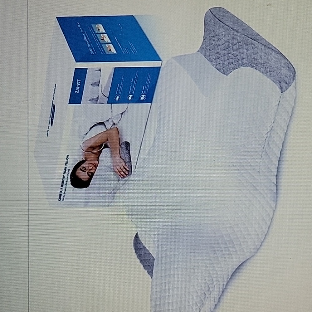 Zamat contour memory foam pillow Orthopedic adjustable support gray white NEW…
